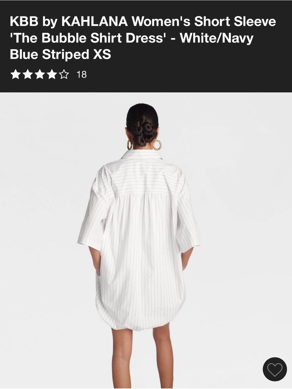 KBB by Kahlana White & Navy Striped Short Sleeve Bubble Shirt Dress - Picture 2 of 8